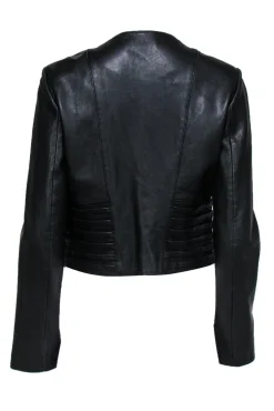Reiss - Black Paneled Leather Jacket Sz 8