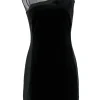 Reiss - Black Velvet Sheath Dress w/ Mesh Sz 6