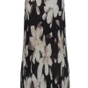 Reiss - Brown & Tan Abstract Floral Shift Dress w/ Pleated Front Sz 6