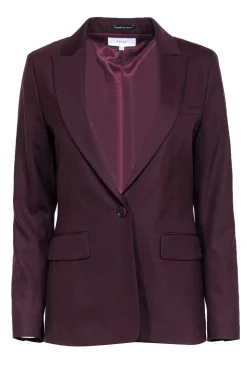 Reiss - Burgundy Buttoned Wool Blend Blazer Sz 6