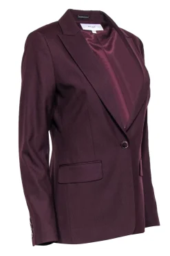 Reiss - Burgundy Buttoned Wool Blend Blazer Sz 6