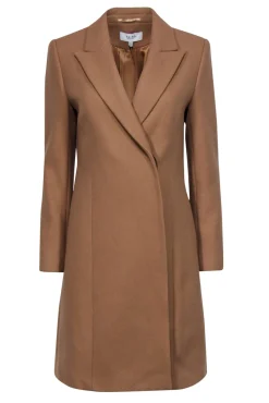 Reiss - Camel Button-Up Longline Wool Blend "Evie" Coat Sz 6