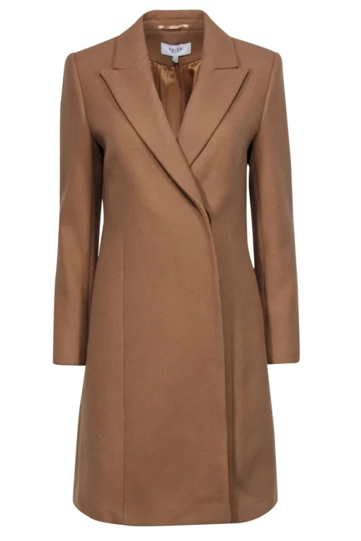 Reiss - Camel Button-Up Longline Wool Blend "Evie" Coat Sz 6