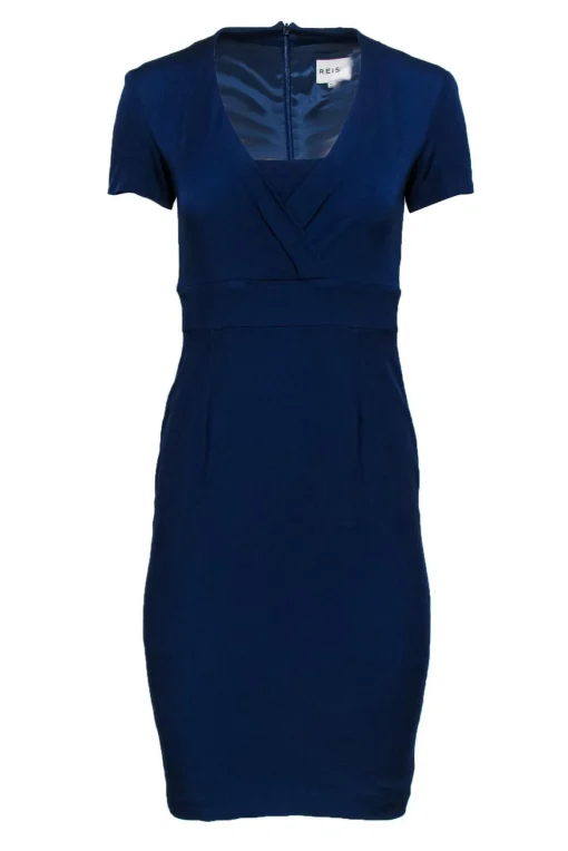 Reiss - Dark Blue Short Sleeve Sheath Dress Sz 2