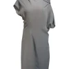 Reiss - Dark Sage Green Asymmetrical Draped Off The Shoulder Dress Sz 8