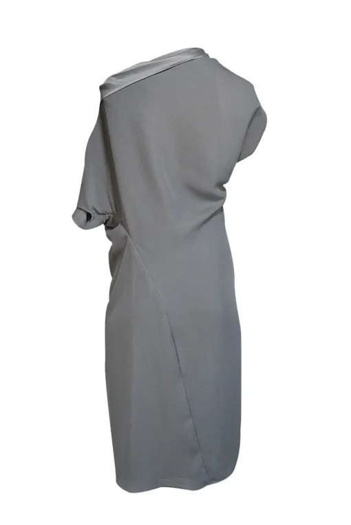 Reiss - Dark Sage Green Asymmetrical Draped Off The Shoulder Dress Sz 8