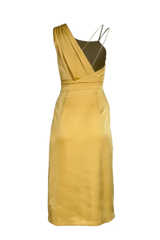 Reiss - Golden Yellow Satin Sleeveless Slit Front Dress Sz 2