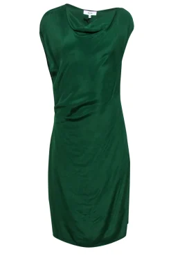 Reiss - Green Boat Neck Ruched Cocktail Dress Sz 8