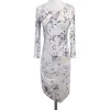 Reiss - Grey & Purple Floral Print Bodycon Dress Sz S