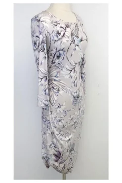 Reiss - Grey & Purple Floral Print Bodycon Dress Sz S
