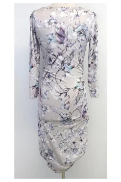 Reiss - Grey & Purple Floral Print Bodycon Dress Sz S