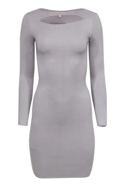Reiss - Grey Knit Bodycon Dress w/ Chest Cutout Sz 2