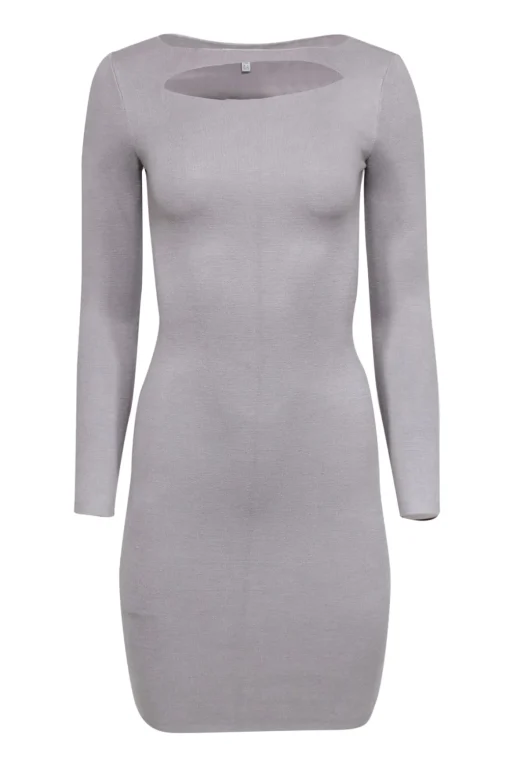 Reiss - Grey Knit Bodycon Dress w/ Chest Cutout Sz 2