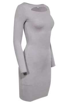 Reiss - Grey Knit Bodycon Dress w/ Chest Cutout Sz 2