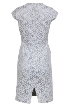 Reiss - Light Grey Lace Sheath Dress w/ Polka Dot Lace Paneling Sz 4