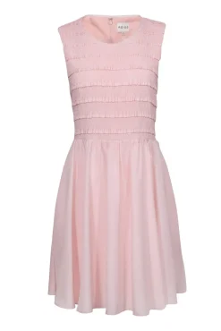 Reiss - Light Pink Smocked & Ruffled Sleeveless Fit & Flare Dress Sz 12