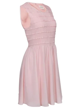 Reiss - Light Pink Smocked & Ruffled Sleeveless Fit & Flare Dress Sz 12