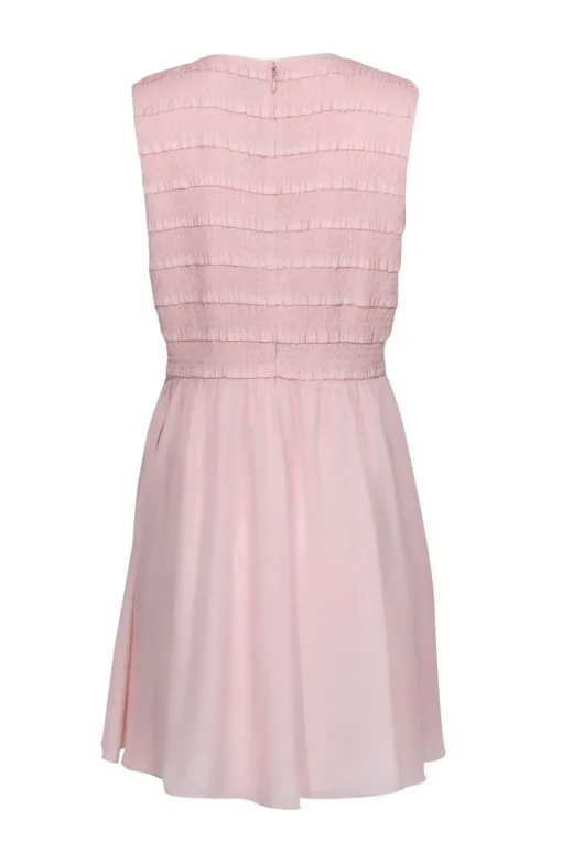 Reiss - Light Pink Smocked & Ruffled Sleeveless Fit & Flare Dress Sz 12