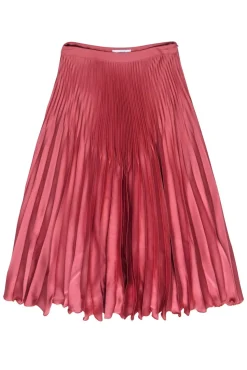 Reiss - Mauve Pink Satin Pleated Midi Skirt Sz 6