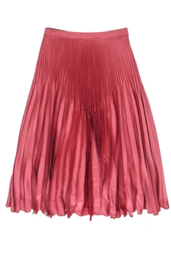 Reiss - Mauve Pink Satin Pleated Midi Skirt Sz 6