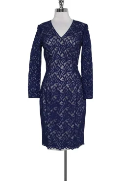 Reiss - Navy Lace Fitted Dress Sz 4
