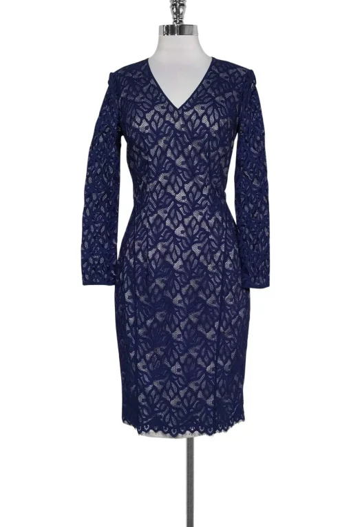 Reiss - Navy Lace Fitted Dress Sz 4