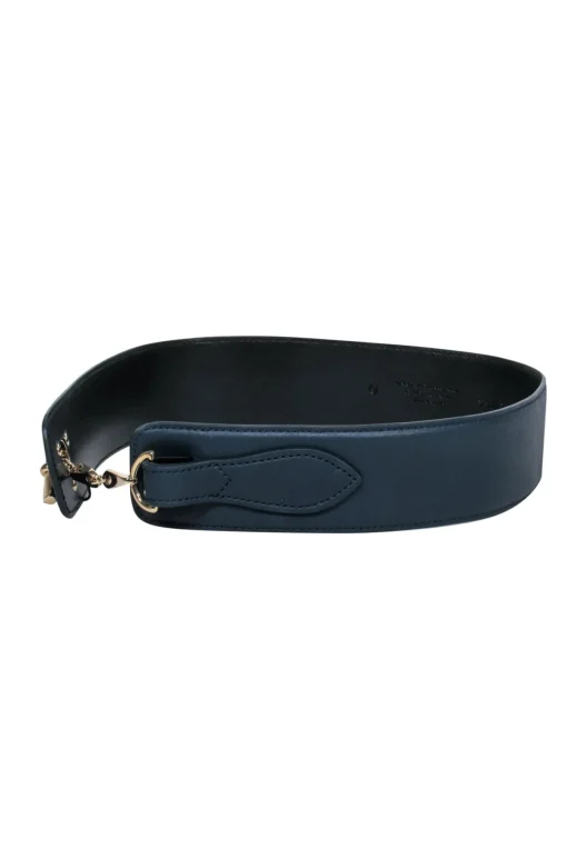 Reiss - Navy Leather Loop Clasp Belt