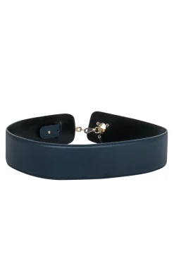 Reiss - Navy Leather Loop Clasp Belt