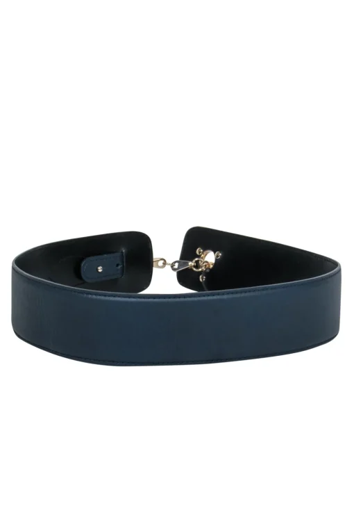 Reiss - Navy Leather Loop Clasp Belt