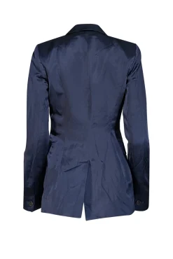 Reiss - Navy Satin Double Breasted Button Blazer Sz 2