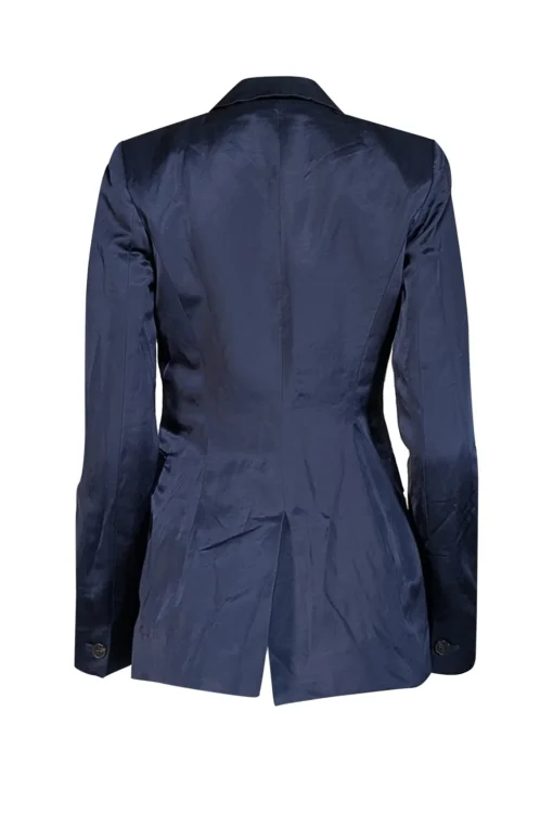 Reiss - Navy Satin Double Breasted Button Blazer Sz 2