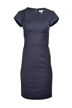 Reiss - Navy Short Cap Sleeve w/ Square Neckline Midi Dress Sz 2