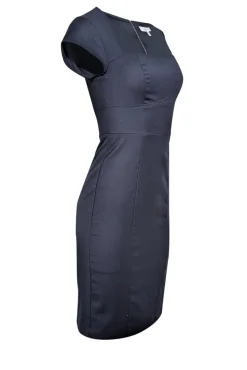 Reiss - Navy Short Cap Sleeve w/ Square Neckline Midi Dress Sz 2