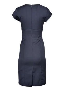 Reiss - Navy Short Cap Sleeve w/ Square Neckline Midi Dress Sz 2