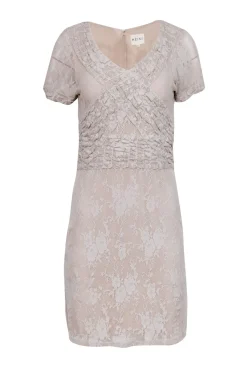 Reiss - Nude Lace Bodycon Dress w/ Waist Defining Details Sz 8