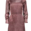 Reiss - Tan Velvet Burnout Mock Neck Long Sleeve Dress Sz 0