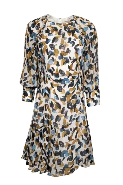 Reiss - White, Blue, Black, & Tan "Molly" Long Sleeve Mini Dress Sz 4