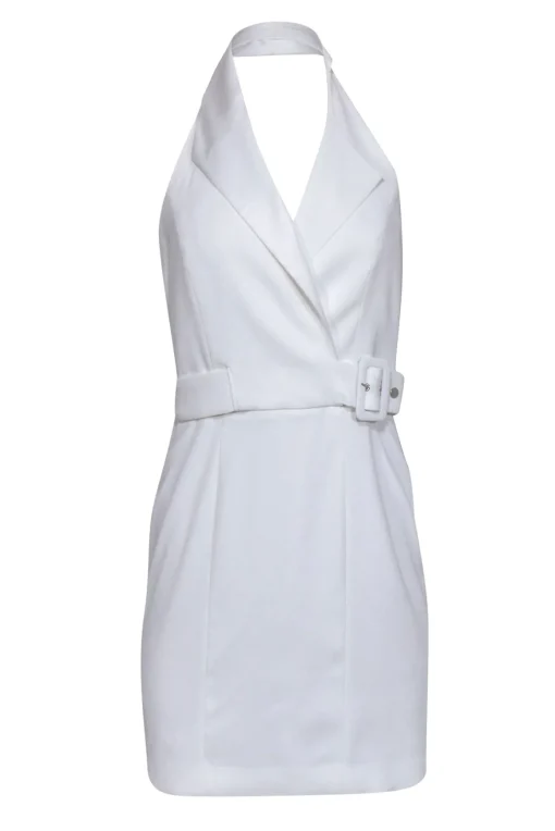Reiss - White Faux Wrap Halter Mini Dress Sz 4