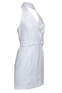 Reiss - White Faux Wrap Halter Mini Dress Sz 4