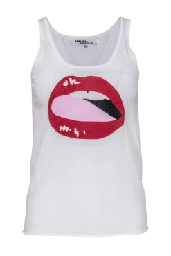 Replica Los Angeles - White Knit Tank w/ Lip Design Sz S
