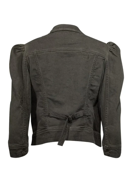 Retrofete - Army Green Puff Sleeve Denim Jacket Sz M