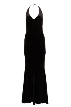 Retrofete - Black Velvet Strappy Back Gown Sz M