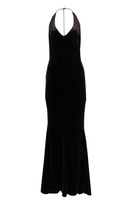 Retrofete - Black Velvet Strappy Back Gown Sz M