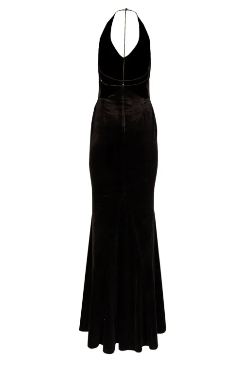 Retrofete - Black Velvet Strappy Back Gown Sz M