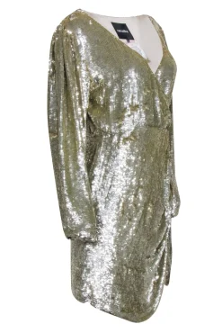 Retrofete - Gold Sequin Wrap Bodice "Stacey" Dress Sz L
