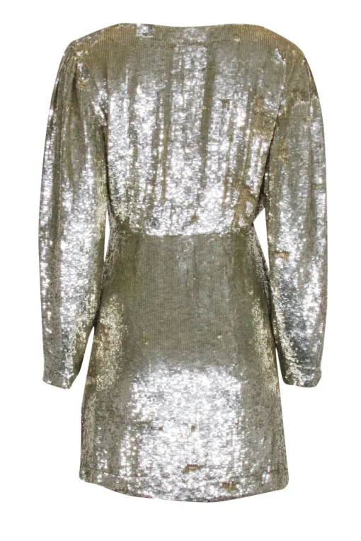 Retrofete - Gold Sequin Wrap Bodice "Stacey" Dress Sz L