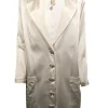 Retrofete - Ivory Silk Blend Rhinestone Button Blazer Sz S