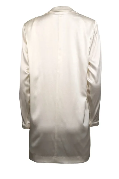 Retrofete - Ivory Silk Blend Rhinestone Button Blazer Sz S