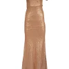Reverly - Rose Gold Sequin Off The Shoulder Formal Dress Sz 4