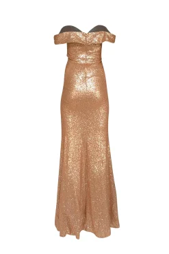 Reverly - Rose Gold Sequin Off The Shoulder Formal Dress Sz 4